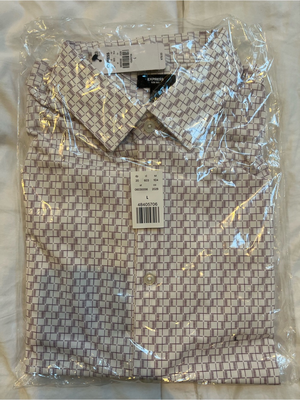 Express Men's Lavender Grid Dress Shirt